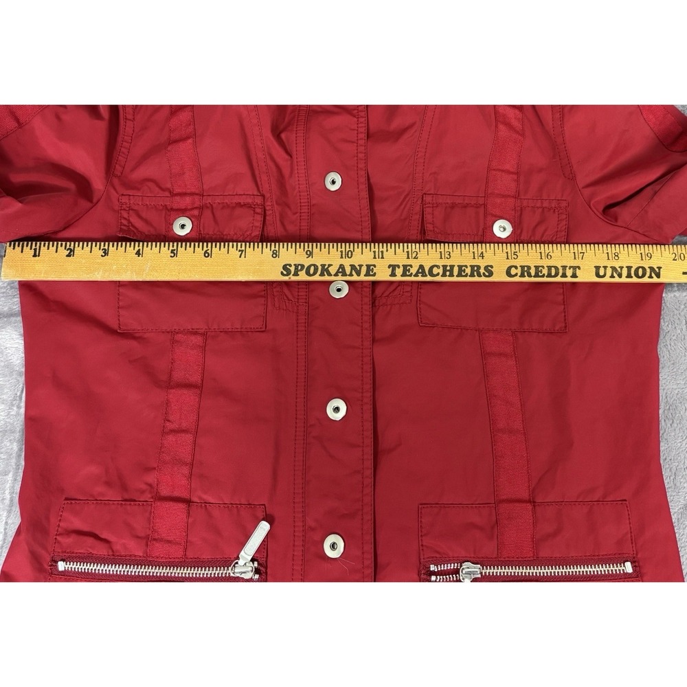 CAbi Red Utility Jacket Women Small‎ Cotton Nylon Snap Zip Pockets - Picture 8 of 11
